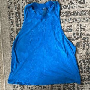 Electric & Rose Blue Sleeveless Muscle Tee with Scoop Neck